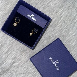 Swarovski Gold Drop Earrings with Signature Elegance